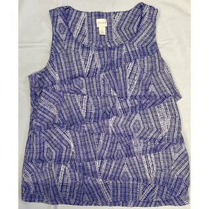 Chicos Purple Pullover Lined Top Size 2  (Medium) Preppy Aztec Career